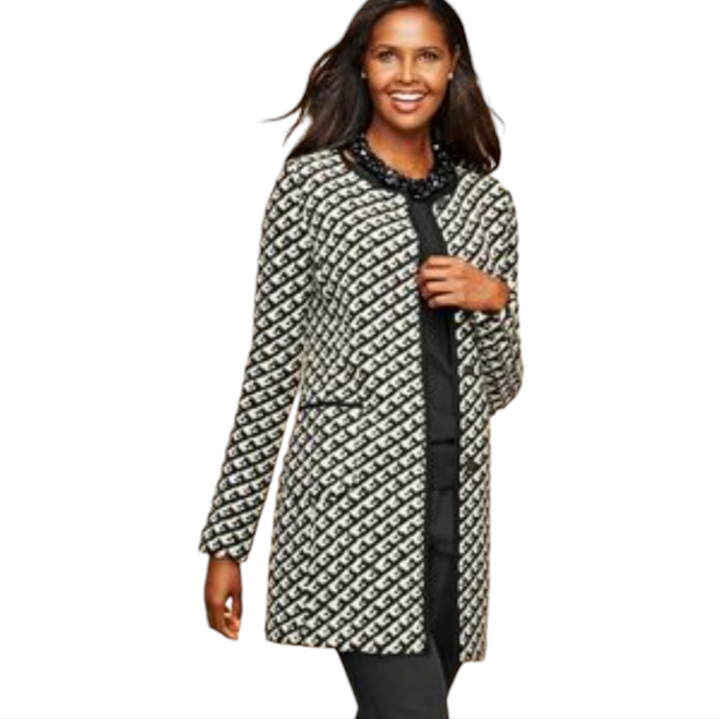 Talbots Tweed Wool Blend Coat Stadium Length Weekends Size Large